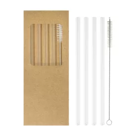 Borosip üveg szívószál szett