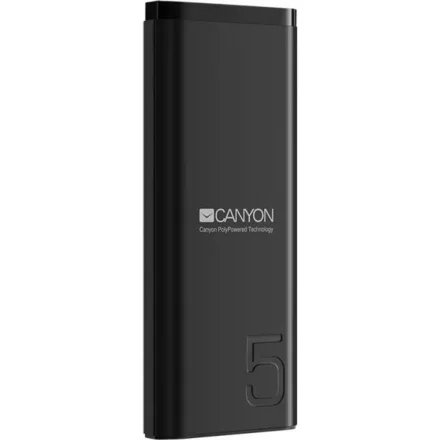 CANYON Powerbank, 5000mAh, USB-C/microUSB fekete