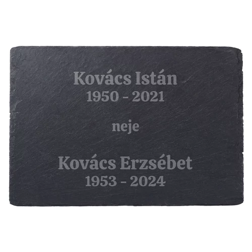 Pala sírtábla, emléktábla gravírozás csak szöveggel